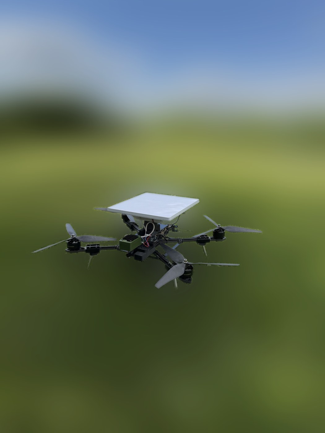 ADTech aircraft prototype during outdoor flight testing